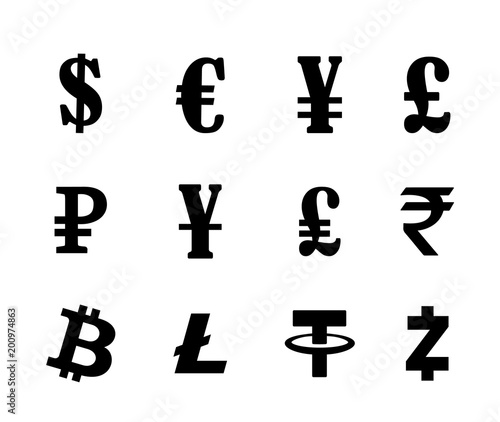 Currency symbol set. Exchange icons.
