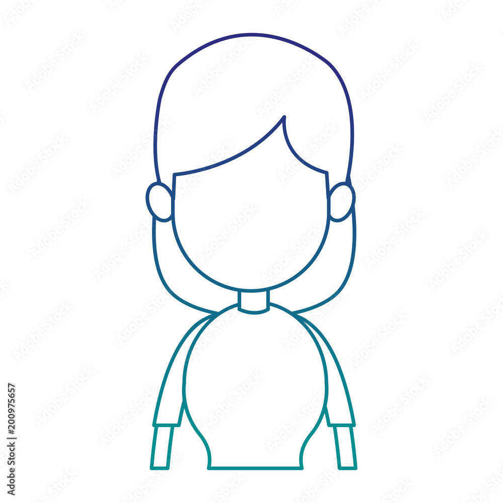 Young faceless woman profile vector illustration graphic design
