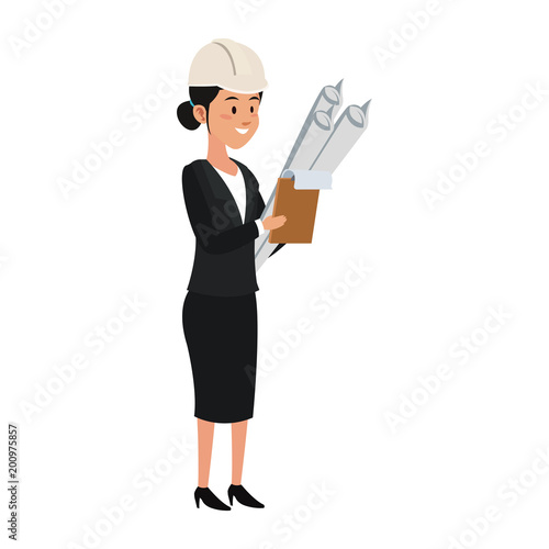Female architect cartoon vector illustration graphic design