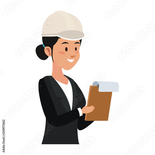Female architect cartoon vector illustration graphic design
