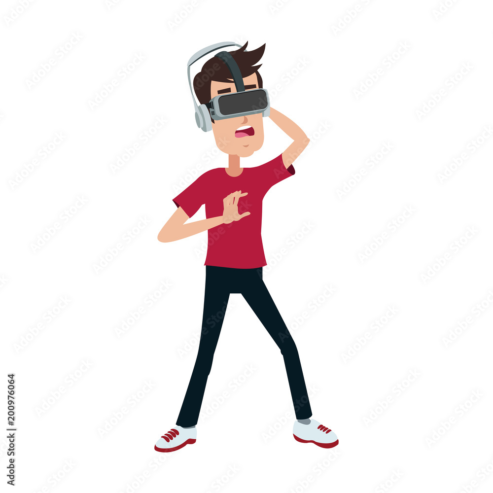 Young man playing with vr vector illustration graphic design Young man playing with vr vector illustration graphic design