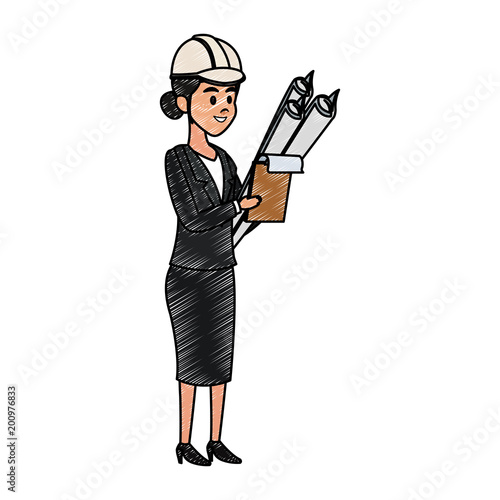 Female architect cartoon vector illustration graphic design