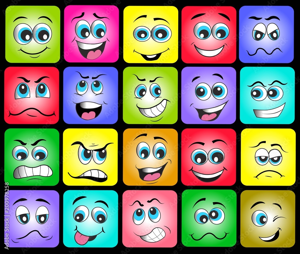 emotion set. emoji set. vector illustration