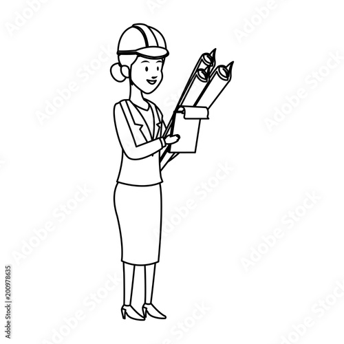 Female architect cartoon vector illustration graphic design
