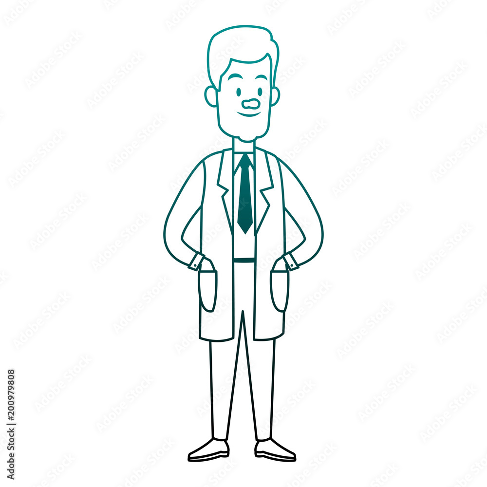 Scientific male cartoon vector illustration graphic design