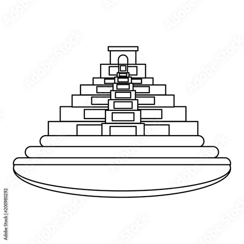 mexican pyramid icon over white background, vector illustration