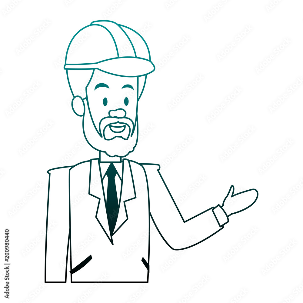 Engineer male cartoon vector illustration graphic design