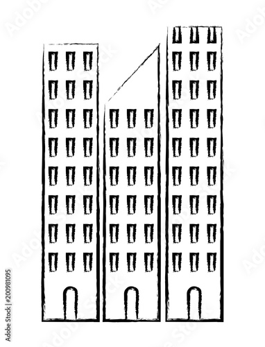 sketch of skyscraper of Paseo de la Reforma over white background, vector illustration