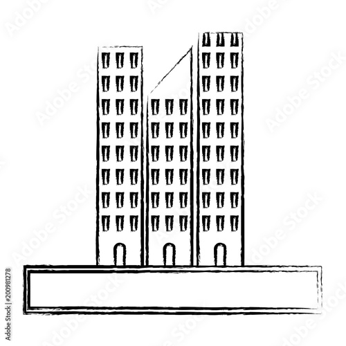 sketch of skyscraper of Paseo de la Reforma over white background, vector illustration
