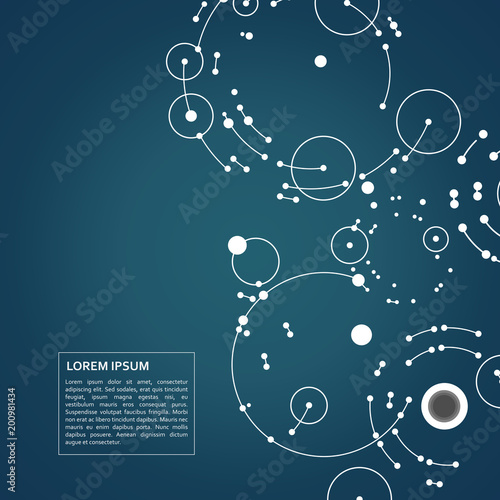 Abstract blue background with overlapping circles and dots