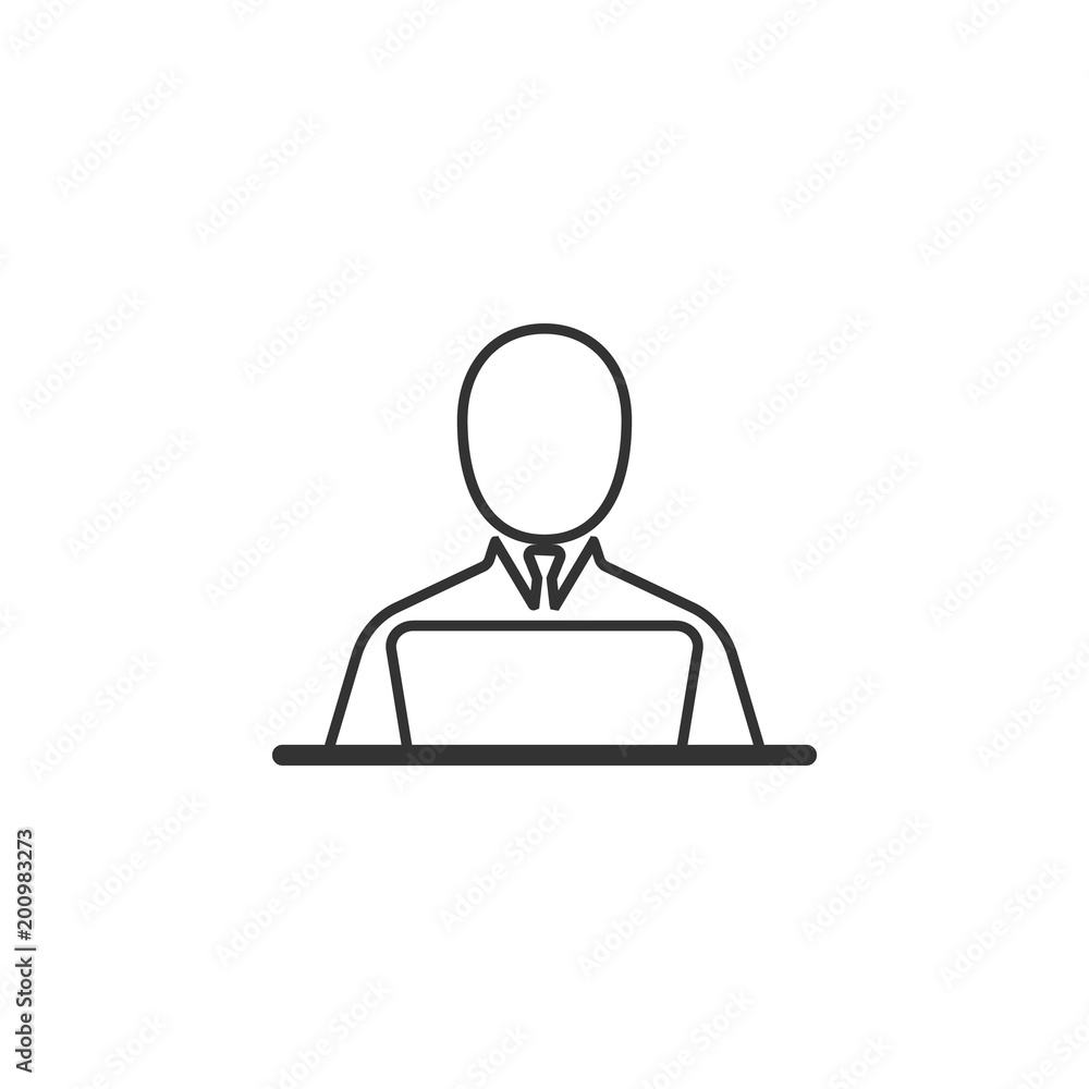 Man with Laptop icon. Simple element illustration. Man with Laptop symbol design template. Can be used for web and mobile Man with Laptop icon. Simple element illustration. Man with Laptop symbol design template. Can be used for web and mobile