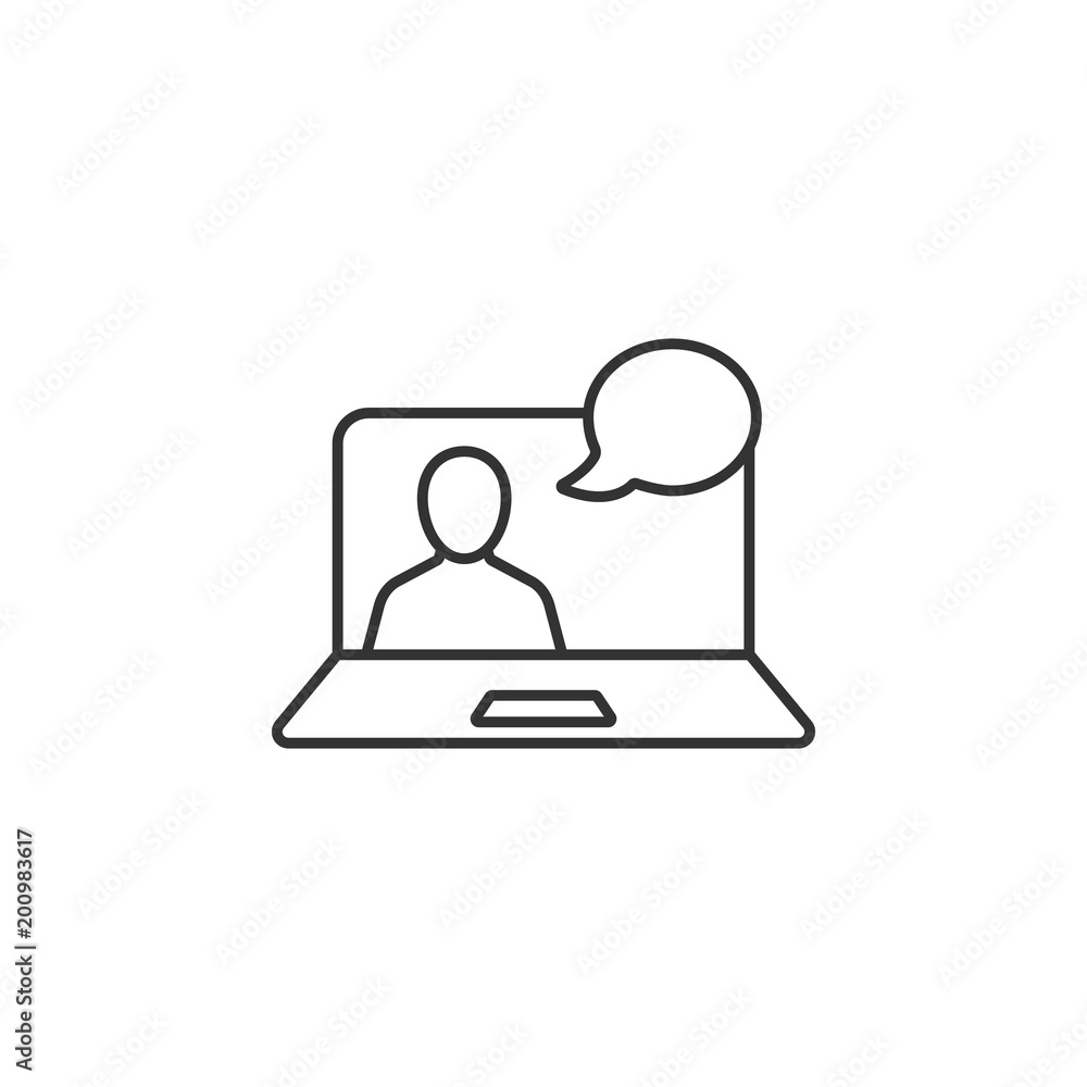 Video chat online line icon. Simple element illustration. Video chat online line symbol design template. Can be used for web and mobile Video chat online line icon. Simple element illustration. Video chat online line symbol design template. Can be used for web and mobile