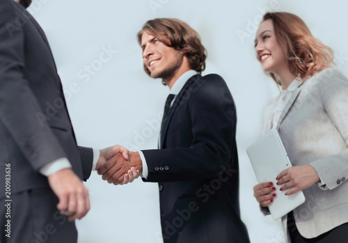 Successful business people handshake greeting deal concept © ASDF