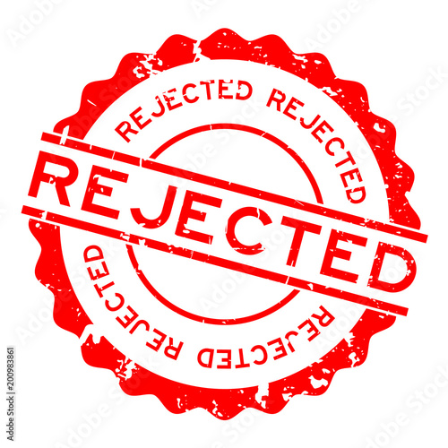 Grunge red rejected word round rubber seal stamp on white background