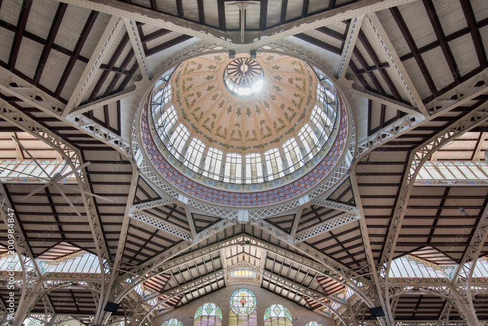 Interior of famous central market on July 26, 2017 in Valencia, Spain.