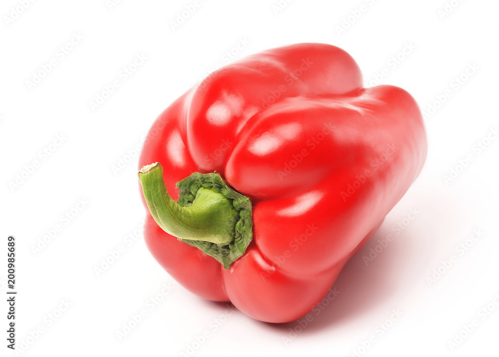 Single Bell pepper isolated on white background. Minimal healthy food concept. Single Bell pepper isolated on white background. Minimal healthy food concept.