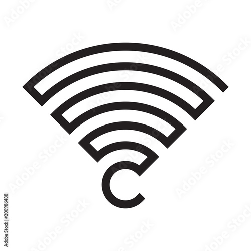Vector simple black wifi icon made of one line on white background.