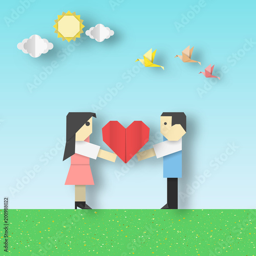 Happy Love Origami Scene