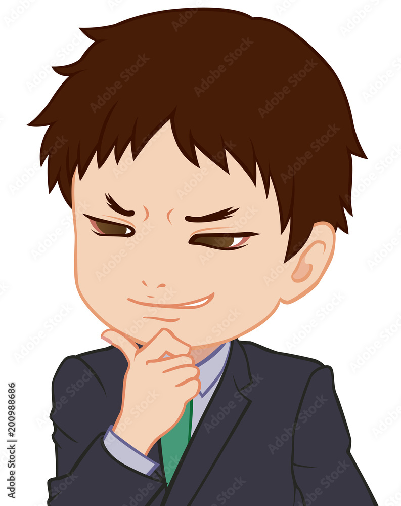 ニヤリとするちびキャラ 男性 タイプC ニヤリとするちびキャラ 男性 タイプC