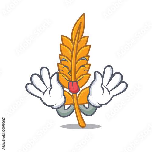Tongue out wheat mascot cartoon style