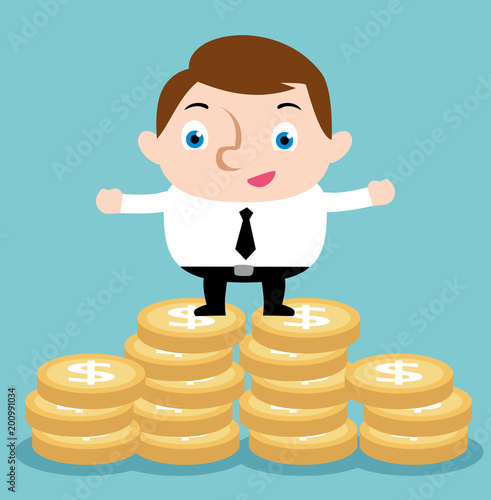 businessman successful with a lot of coins