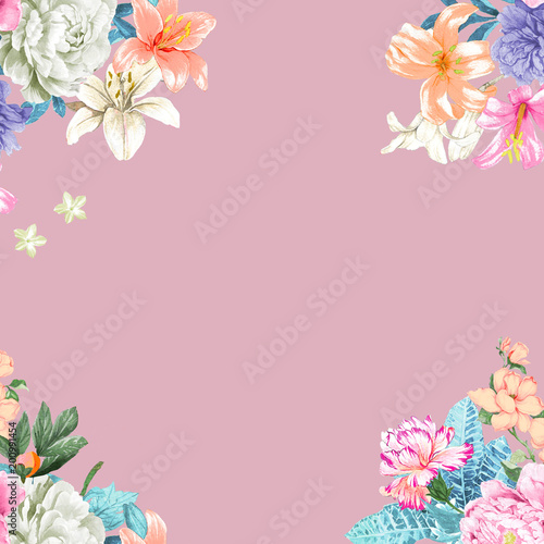 Watercolor rose flower collection