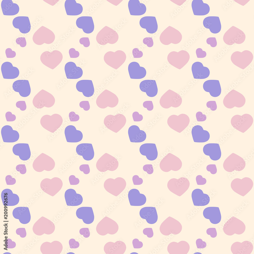 Funny colorful hearts vector simple seamless pattern.