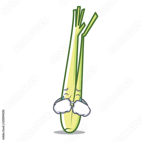 Crying lemongrass mascot cartoon style