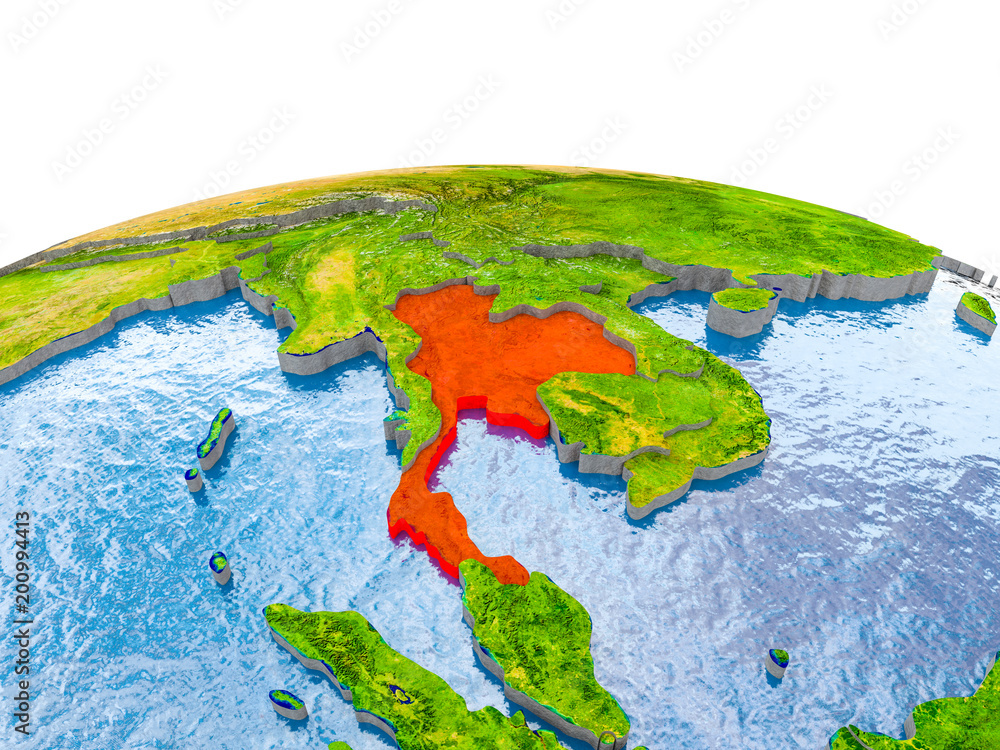 Thailand on model of Earth
