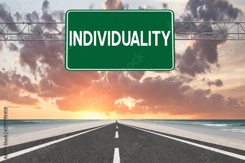  Individuality sign on beach background