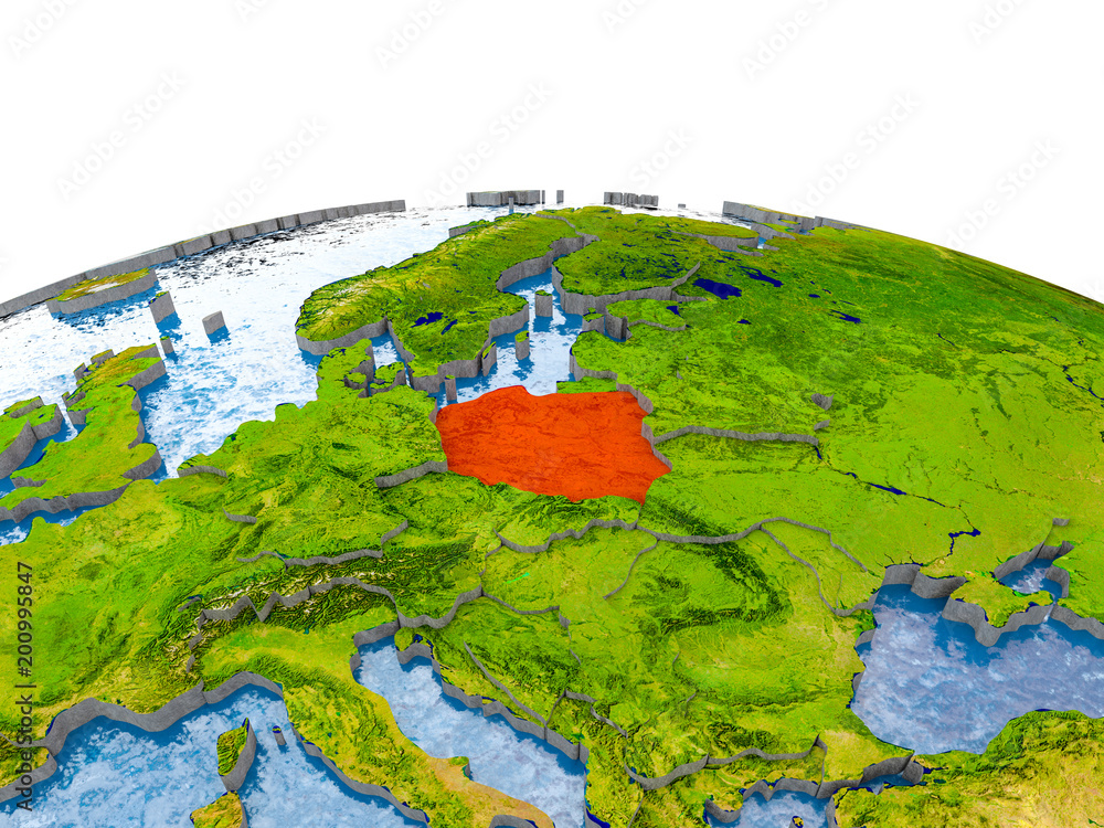 Poland on model of Earth