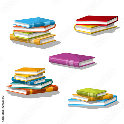 Collection of different stacked books. Isolated on white background. © GabiWolf