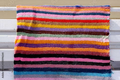 Knitted colorful cloth striped background
