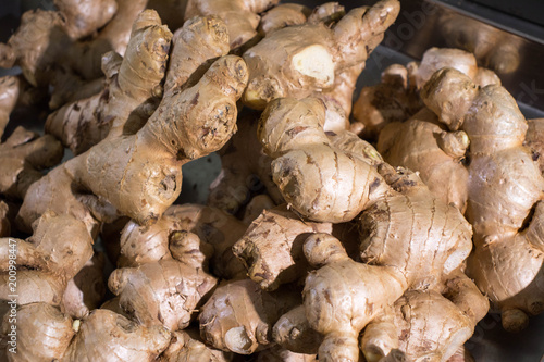 Pile of ginger for sale in the market.