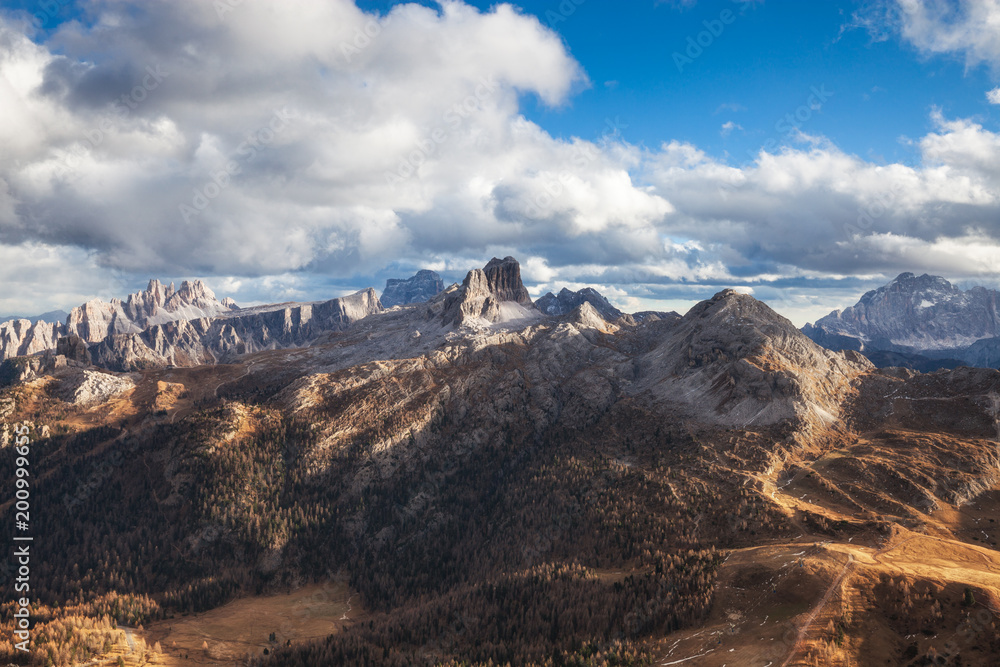 Obraz premium Passo Falzarego at sunny autumn day. Dolomites Alps, Italy