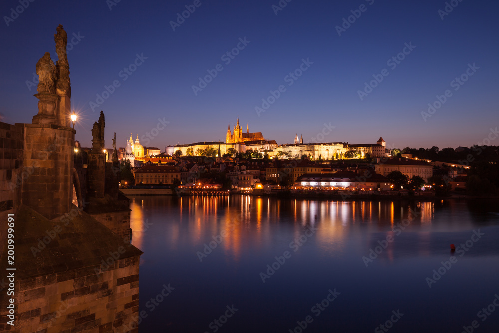 Charles Bridge in Prague at night, Czech Republic Charles Bridge in Prague at night, Czech Republic