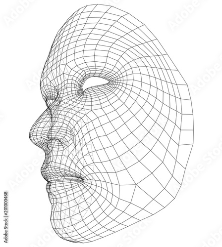 Wire-frame abstract human face