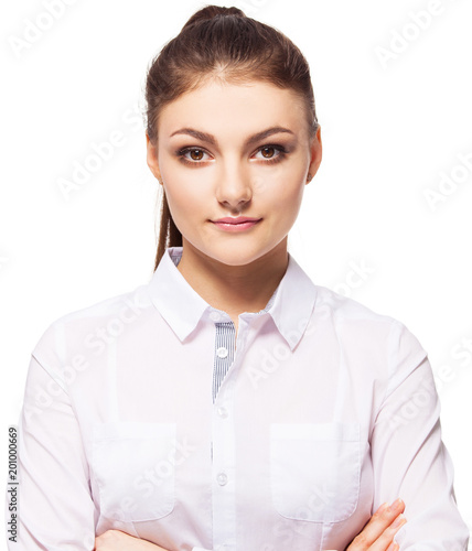 Woman at white background