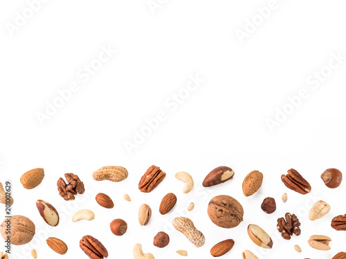 Pattern of nuts, isolated on whie