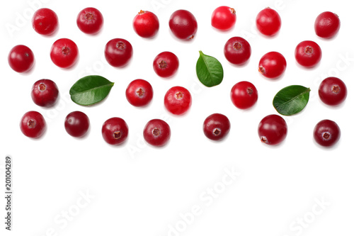 Cranberry isolated on white. With clipping path. Full depth of field. top view