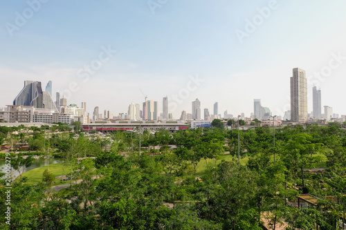 Cityscape and natural view of bangkok, Thailand, from high position in sunshine day