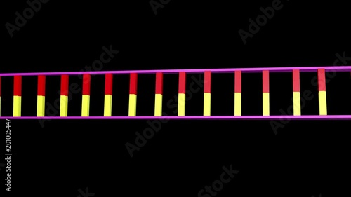 DNA editing. Strand twisting and opening. Horizontal view. 3d Animation. photo