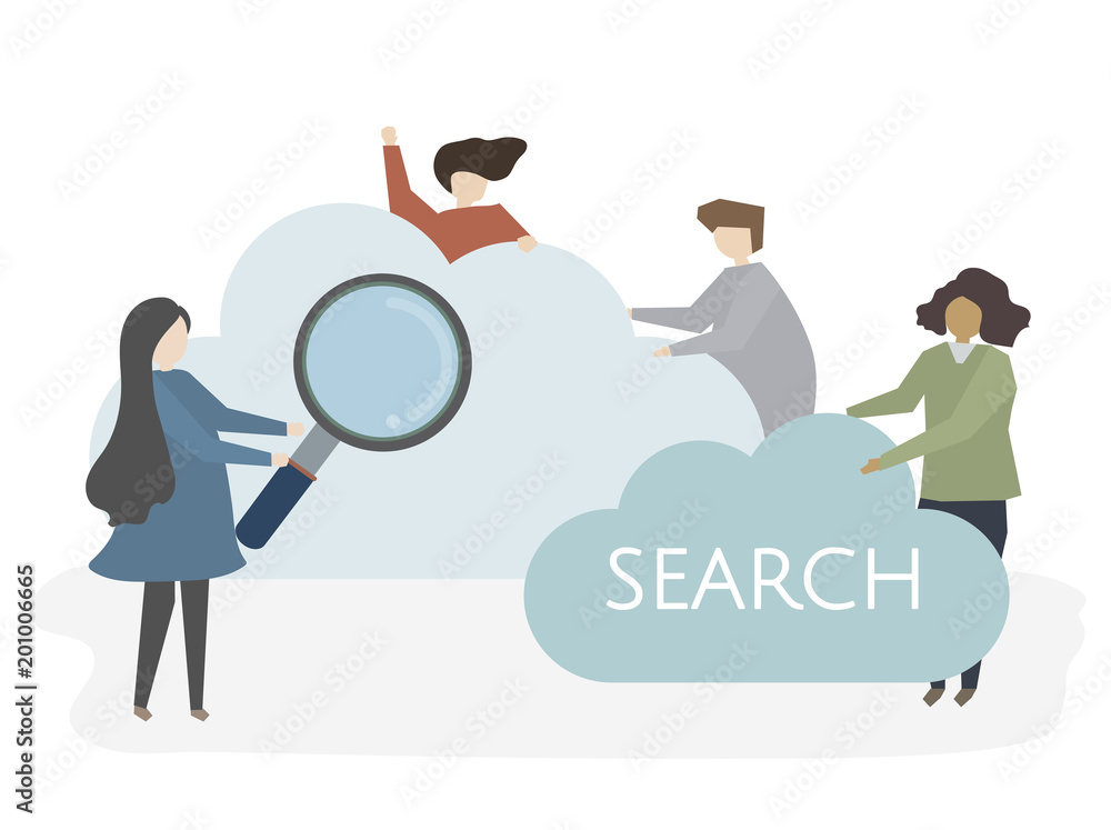 Illustration of people with cloud Illustration of people with cloud