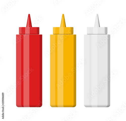 Set of blank plastic bottles for fast food
