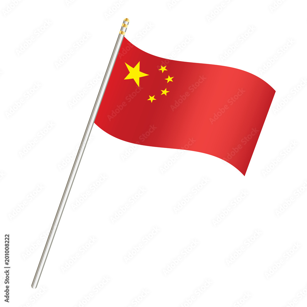 china flag and stick on a white background china flag and stick on a white background
