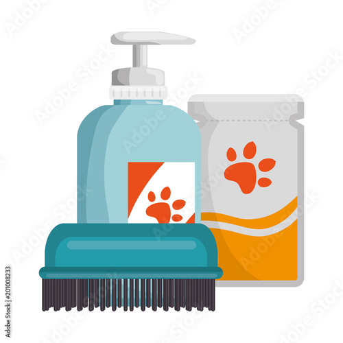 set pet grooming products vector illustration design