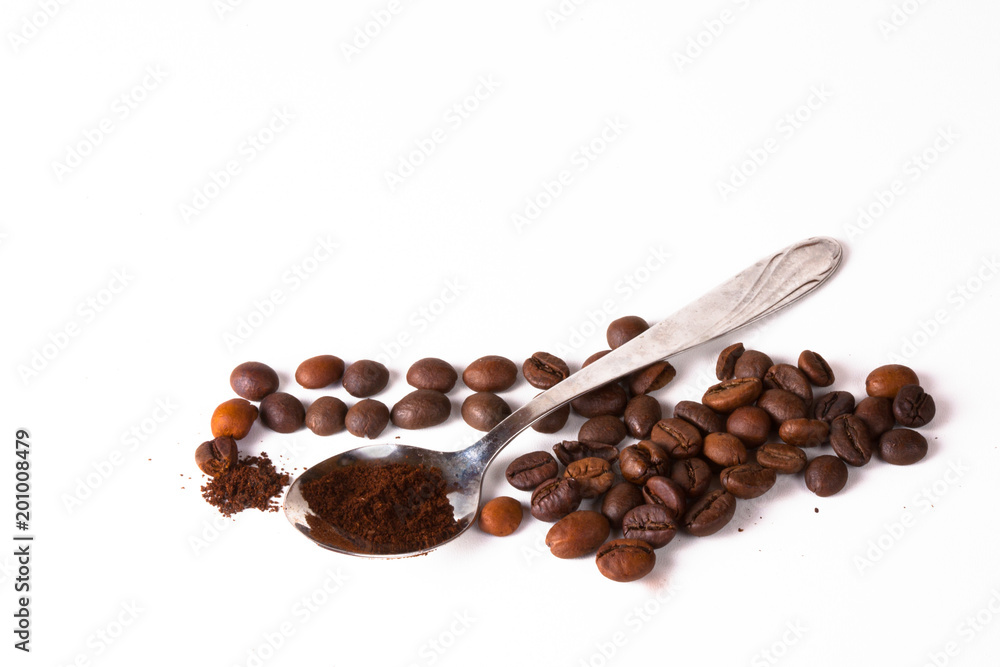 Coffee Grains and Spoon Coffee Grains and Spoon