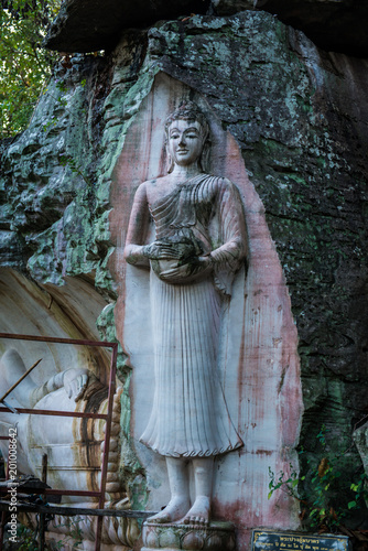 Carving art on rock in Huai Pha Kiang temple photo