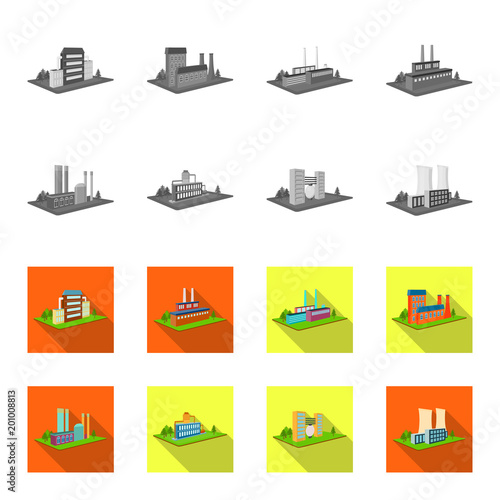 Processing factory,metallurgical plant. Factory and industry set collection icons in monochrome,flat style isometric vector symbol stock illustration web.