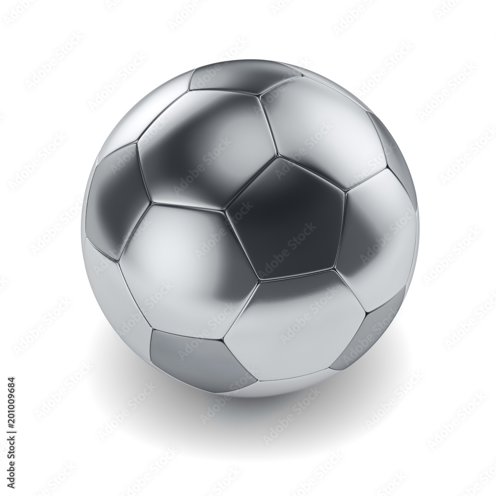 Metallic soccer ball on a white background. 3d render illustration. Metallic soccer ball on a white background. 3d render illustration.